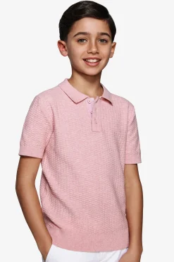 KIDS Pink piqué knit polo