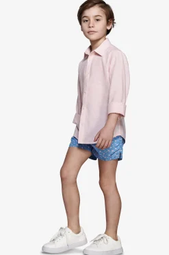 KIDS Pink relaxed linen blend shirt