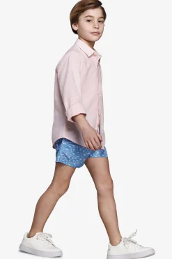 KIDS Pink relaxed linen blend shirt