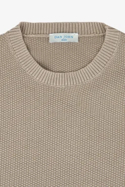 KIDS Taupe rice stitch crewneck sweater