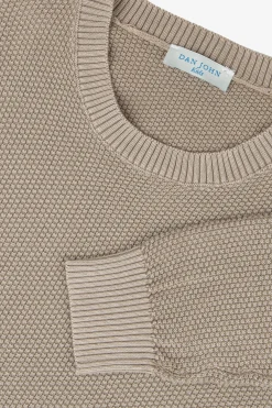 KIDS Taupe rice stitch crewneck sweater
