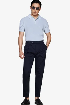 Light blue corn stitch polo shirt
