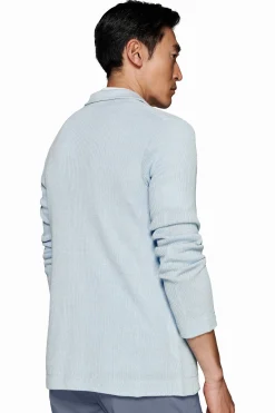 Light blue English rib knit blazer