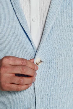 Light blue English rib knit blazer