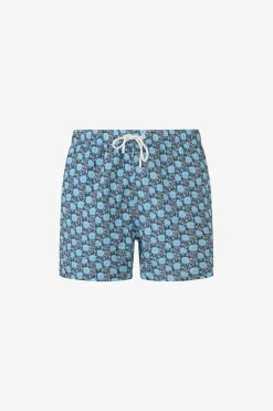 Light blue floral print swim trunks