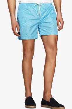 Light blue geometric print swim trunks