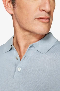 Light blue knit polo shirt