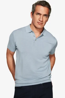 Light blue knit polo shirt
