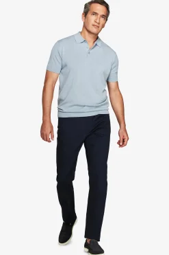 Light blue knit polo shirt