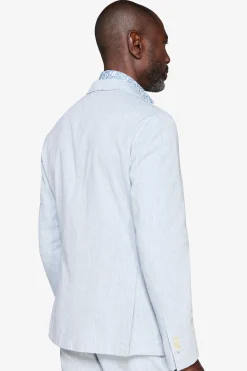 Light blue linen blend slub blazer