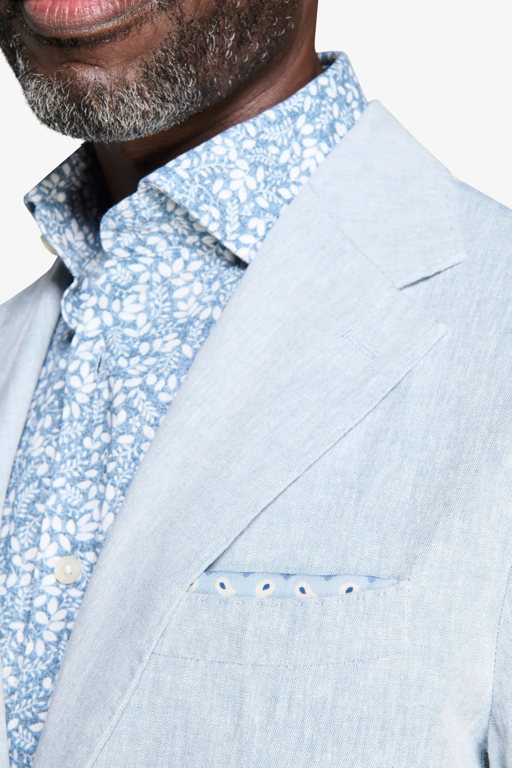 Light blue linen blend slub blazer