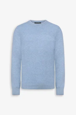 Light blue melange effect crewneck sweater