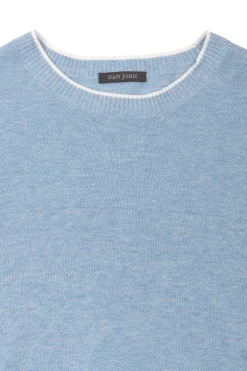 Light blue melange effect crewneck sweater