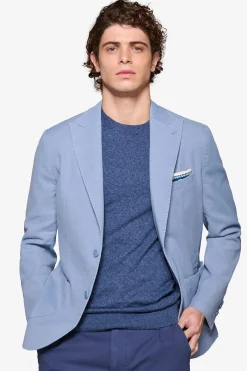 Light blue peak lapel textured blazer