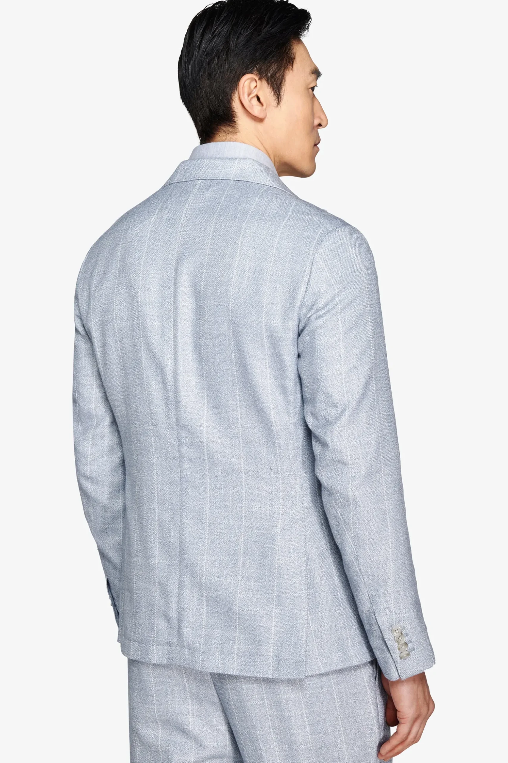 Light blue pinstripe suit blazer
