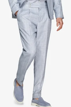 Light blue pinstripe suit trousers