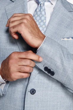 Light blue slub fabric blazer