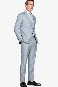 Light blue slub fabric blazer