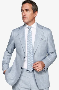 Light blue slub fabric blazer
