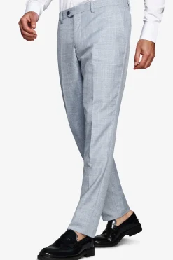 Light blue slub fabric trousers