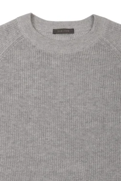 Light gray ribbed crewneck sweater