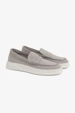 Light gray suede loafers