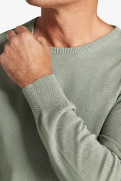Light green basic crewneck cotton sweater