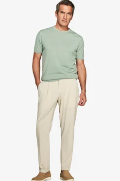 Light green knit cotton basic t-shirt