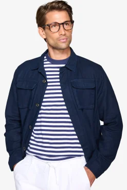 Navy linen blend overshirt