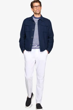 Navy linen blend overshirt