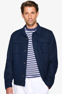 Navy linen blend overshirt