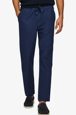 Navy textured drawstring trousers