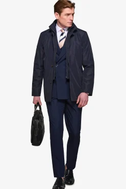 Navy Trench coat with bib