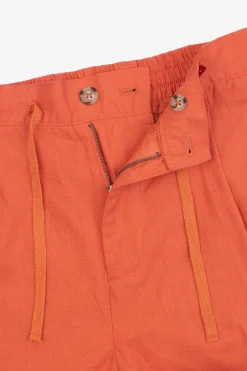 Orange Bermuda shorts with pleats