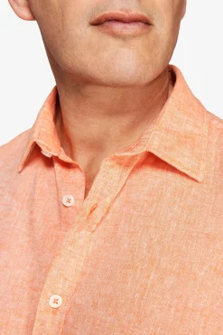 Orange linen blend relaxed shirt