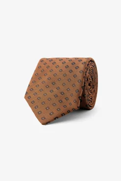 Orange micro geometric pattern tie