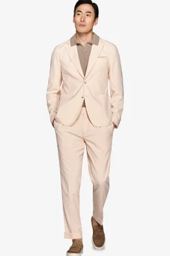 Peach slub canvas suit blazer