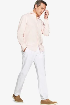 Pink floral print linen blend shirt