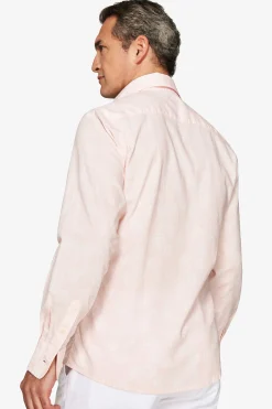 Pink floral print linen blend shirt