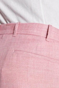 Pink linen blend Bermuda shorts with pleats