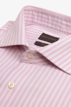 Pink textured striped slim shirt