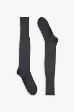 Plain charcoal grey mercerised cotton socks