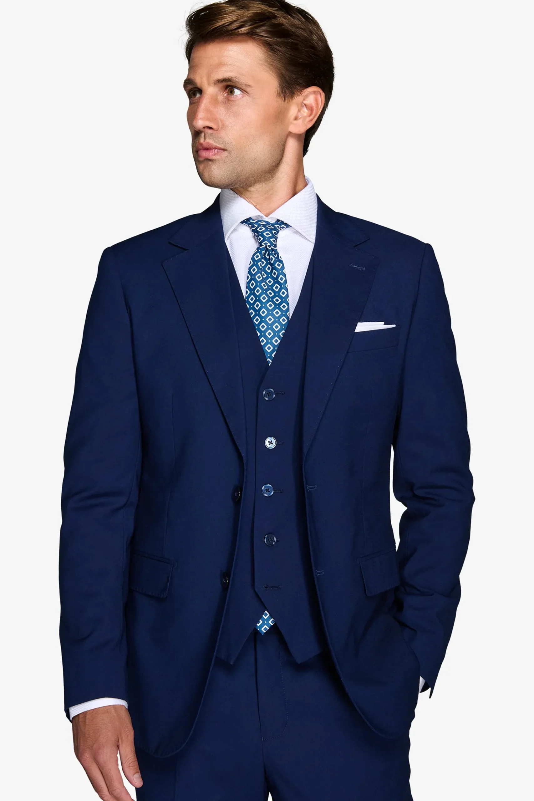 Plain royal blue classic suit blazer