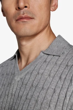 Polo in maglia treccia grigia DNJ