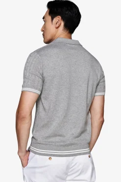Polo in maglia treccia grigia DNJ
