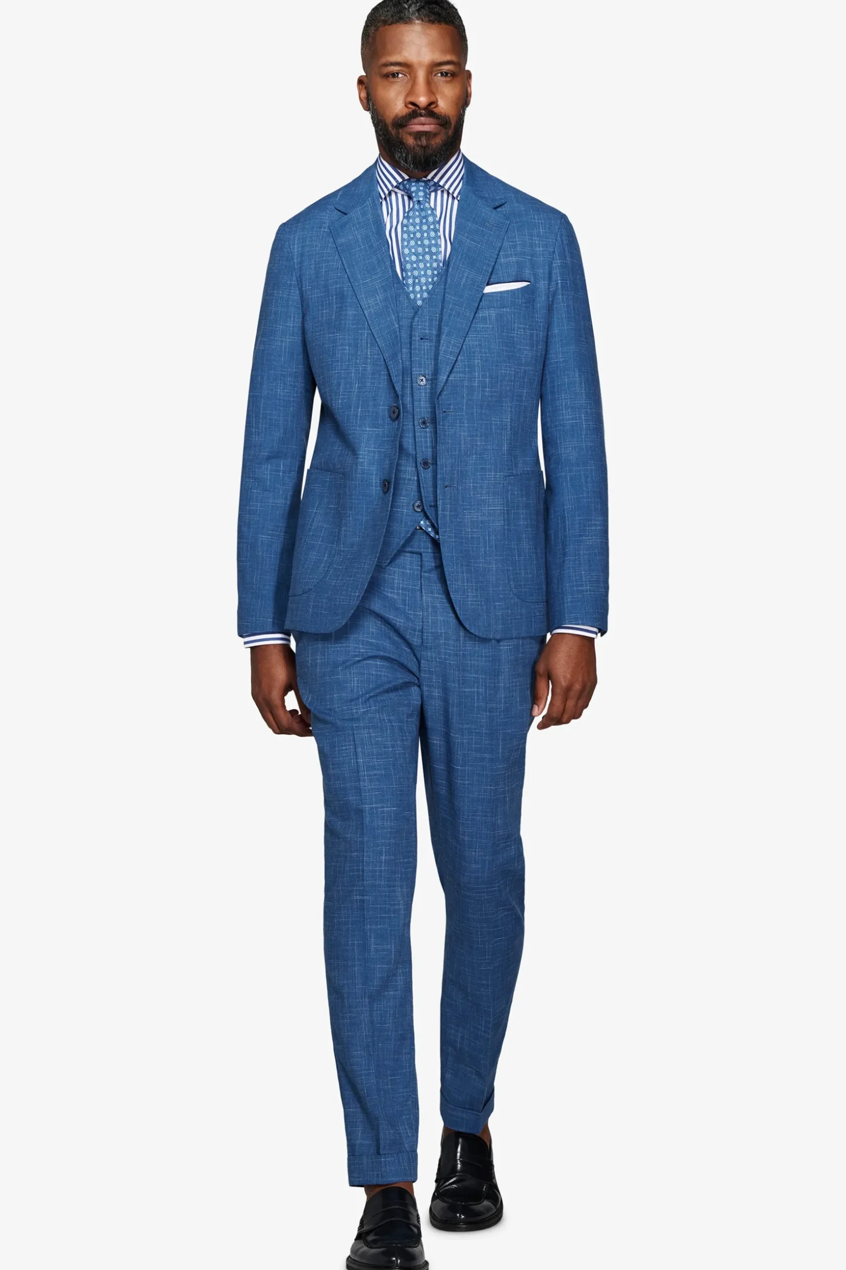 Royal blue slub canvas blazer