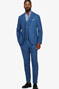 Royal blue slub canvas blazer