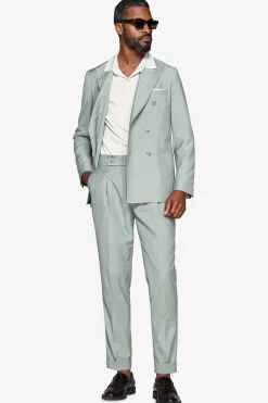 Sage double-breasted twill blazer