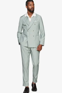 Sage double-breasted twill blazer