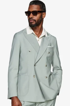Sage double-breasted twill blazer
